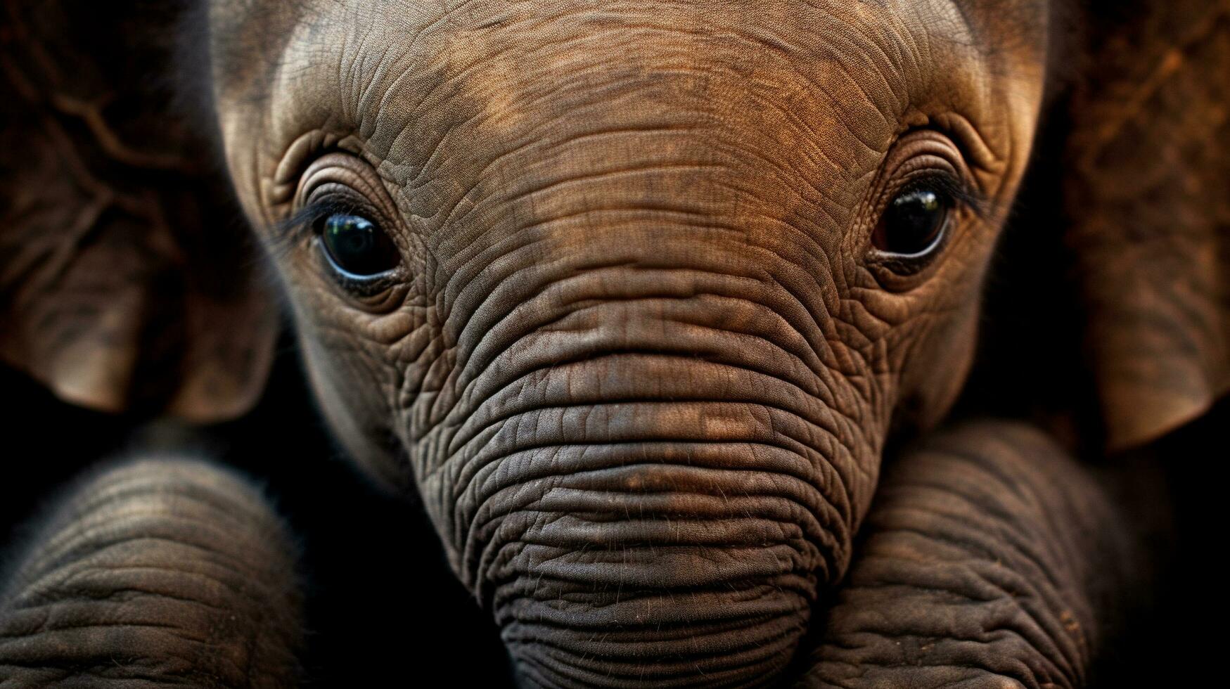 Innocence Unveiled Baby Elephant's Big, Enchanting Eyes, AI Generative photo