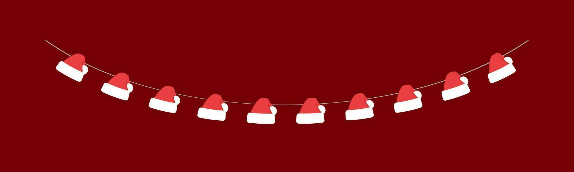 Christmas Santa Hat Vector Illustration, Christmas Graphics Festive Winter Holiday Season Bunting