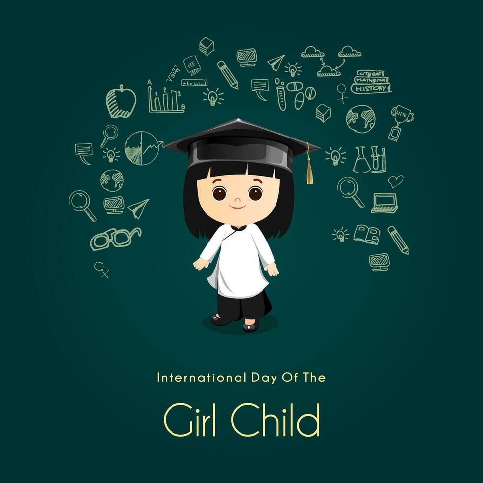 International Day of the Girl Child. October 11. Template for background, banner, poster with text inscription. vector