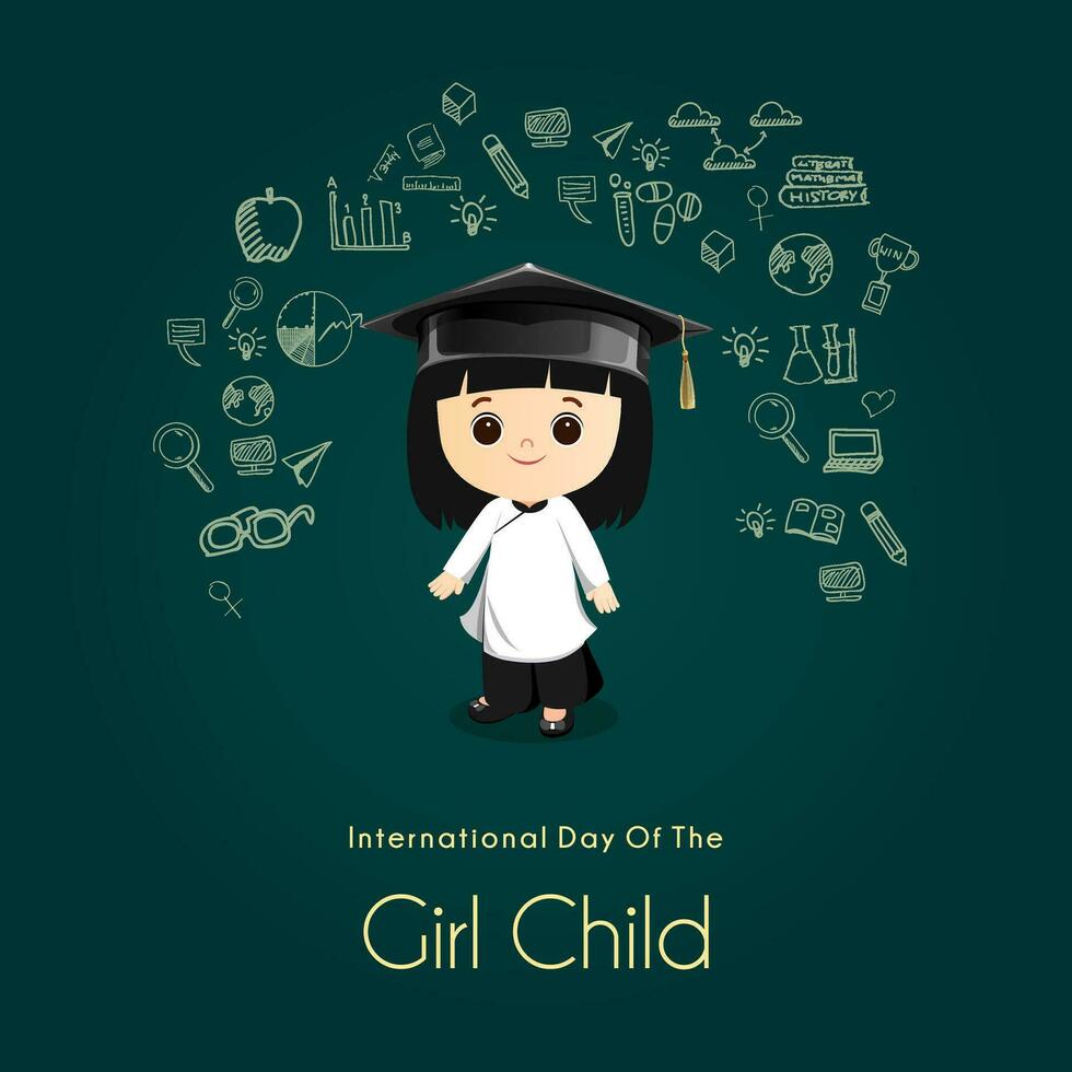 International Day of the Girl Child. October 11. Template for background, banner, poster with text inscription. vector