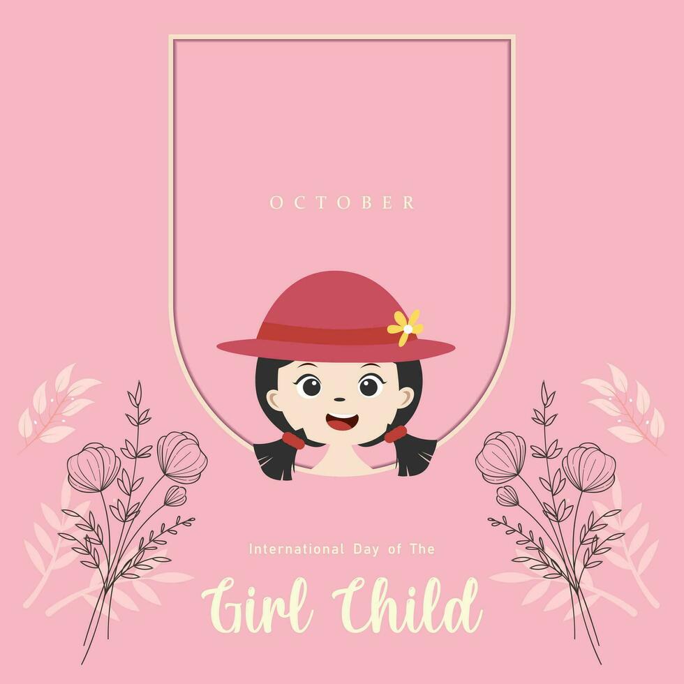 International Day of the Girl Child. October 11. Template for background, banner, poster with text inscription. vector