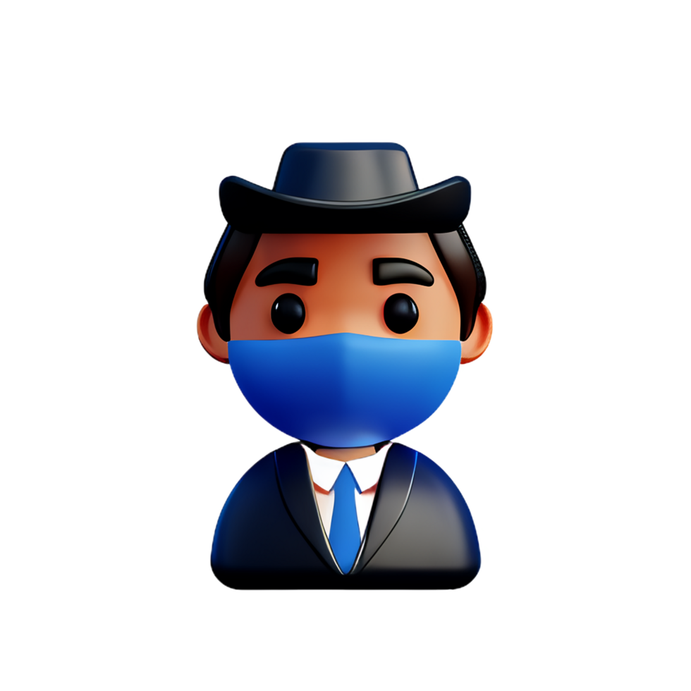 detective face 3d rendering icon illustration png