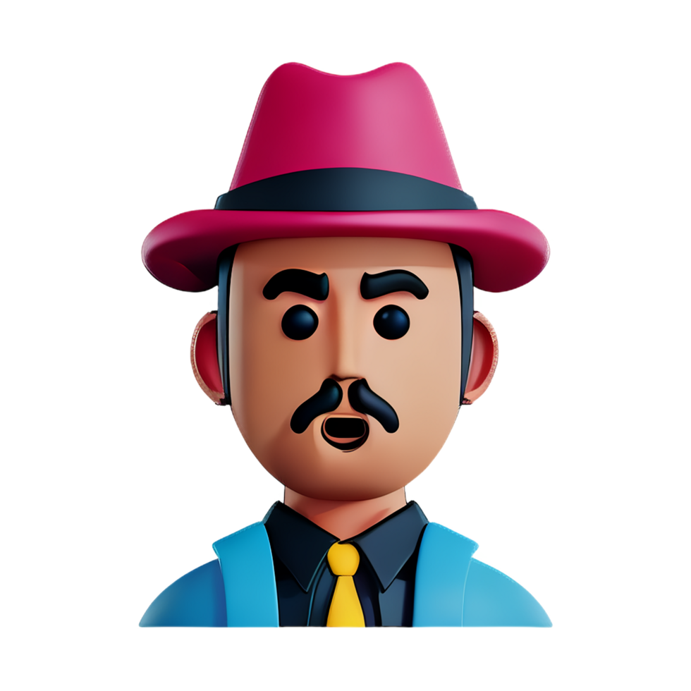 detective face 3d rendering icon illustration png