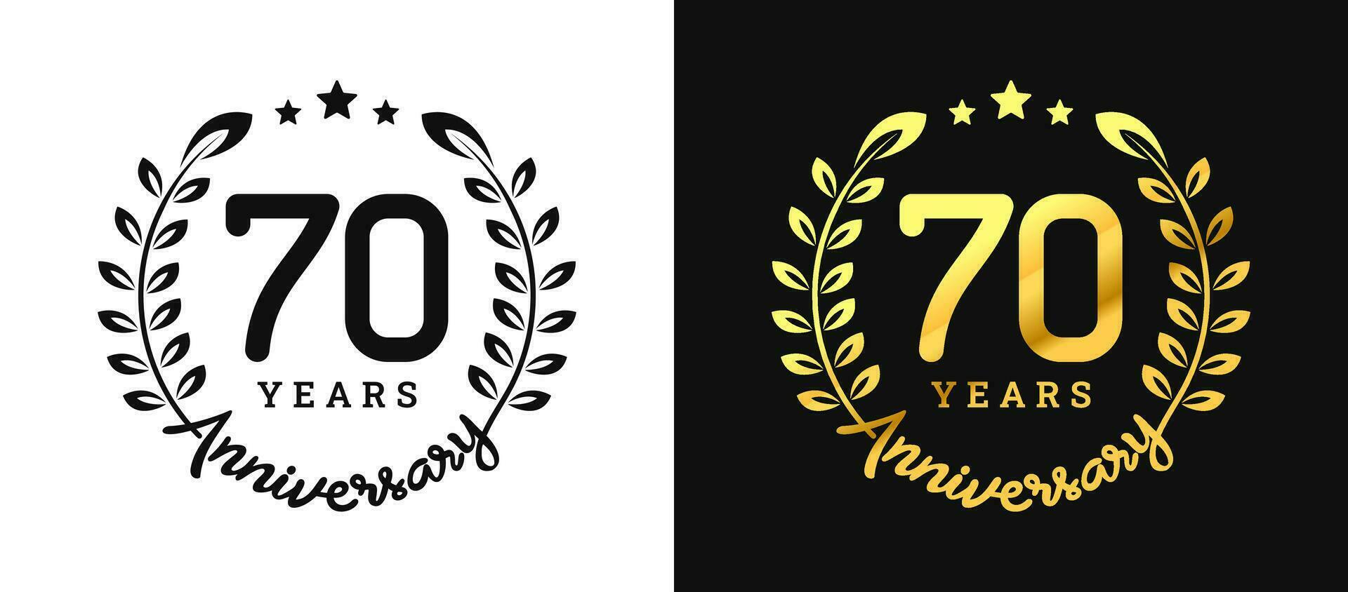 Anniversary 70 gold numbers. Minimalist design template, modern, elegant celebrating anniversary event. label, vector, sign, illustration, banner, symbol, icon, design, sticker, tag, badge, element vector