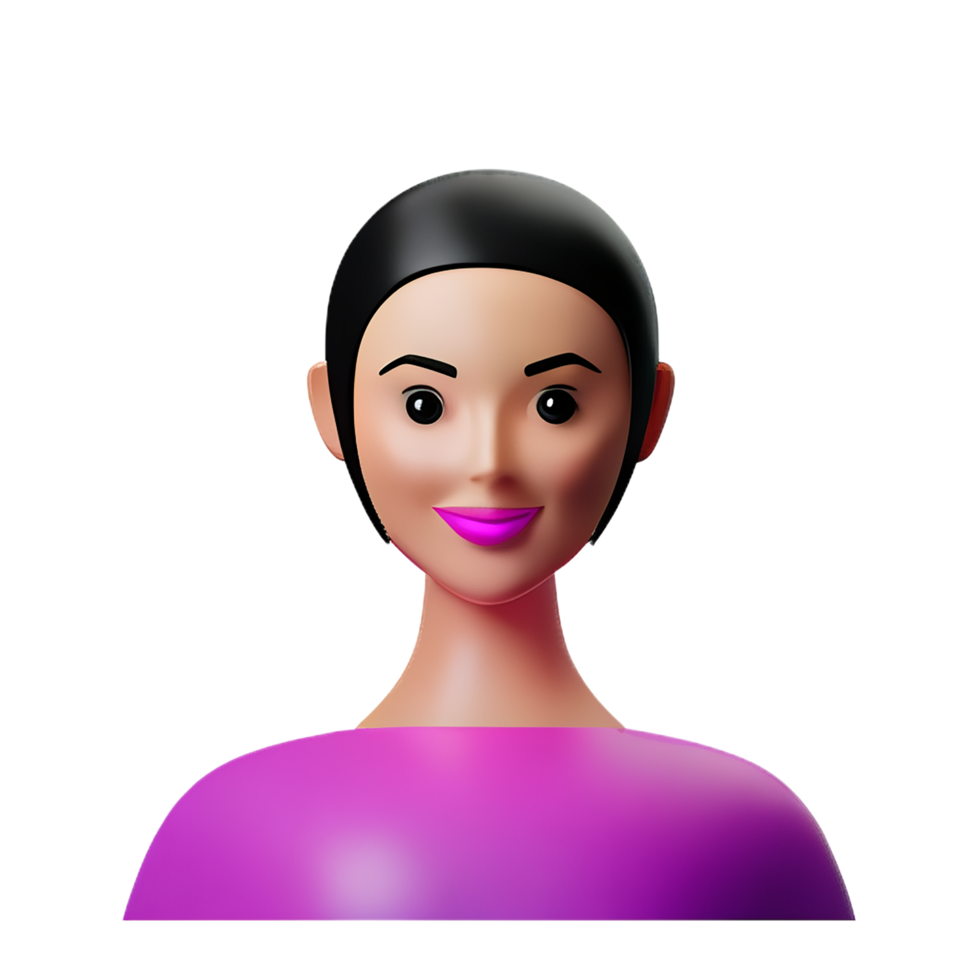 lady ansikte 3d tolkning ikon illustration png