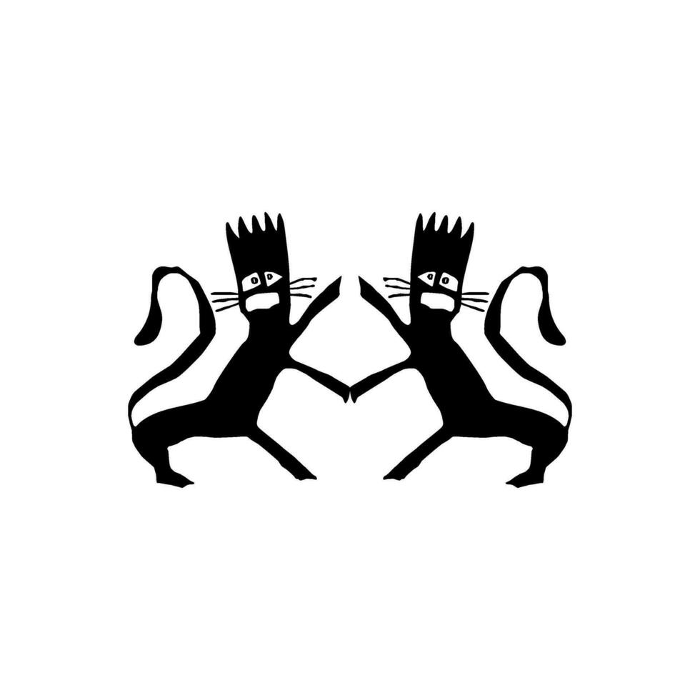 Naive Illustration of the Pair Lion wear Crown, Ugly but Artistic, can use for Logo Type, Art Illustration, Website or Graphic Design Element. Vector Illustration