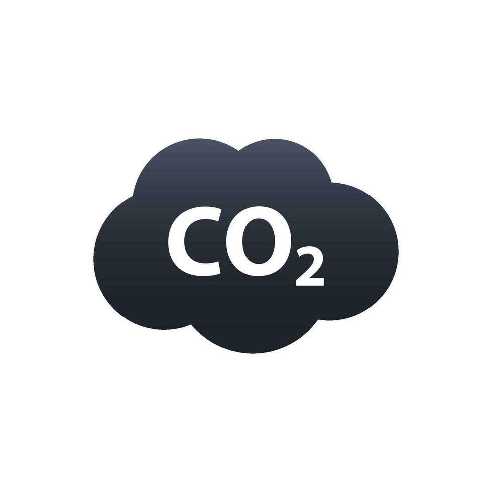 CO2 emissions vector icon. Carbon gas cloud, dioxide pollution.