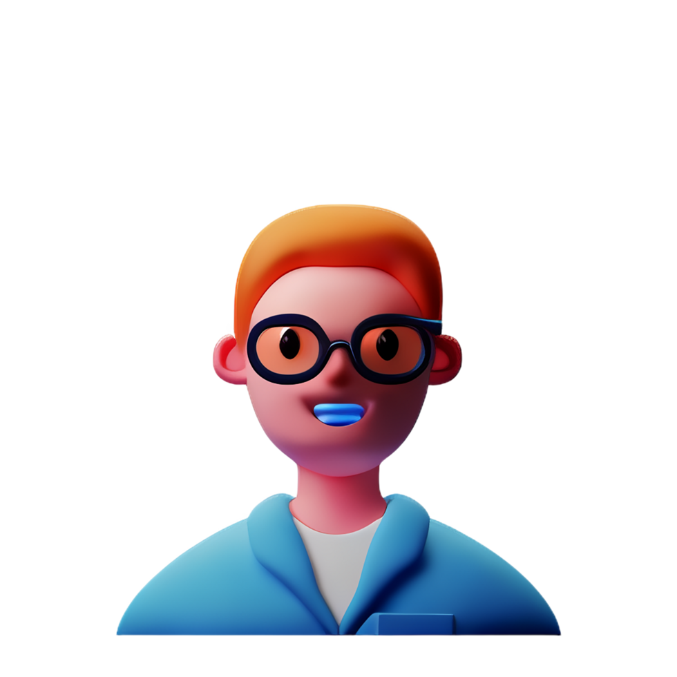 scientist face 3d rendering icon illustration png