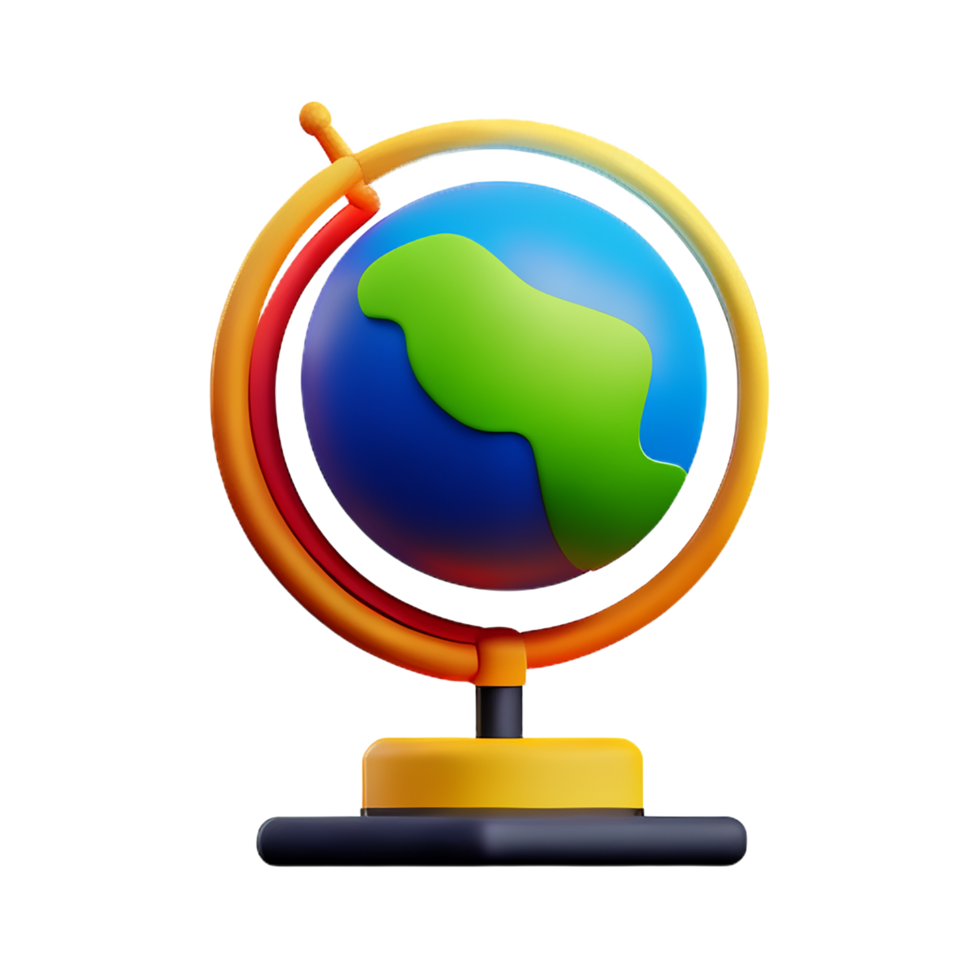 world globe 3d rendering icon illustration png