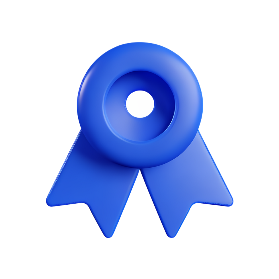 blue ribbon 3d rendering icon illustration png