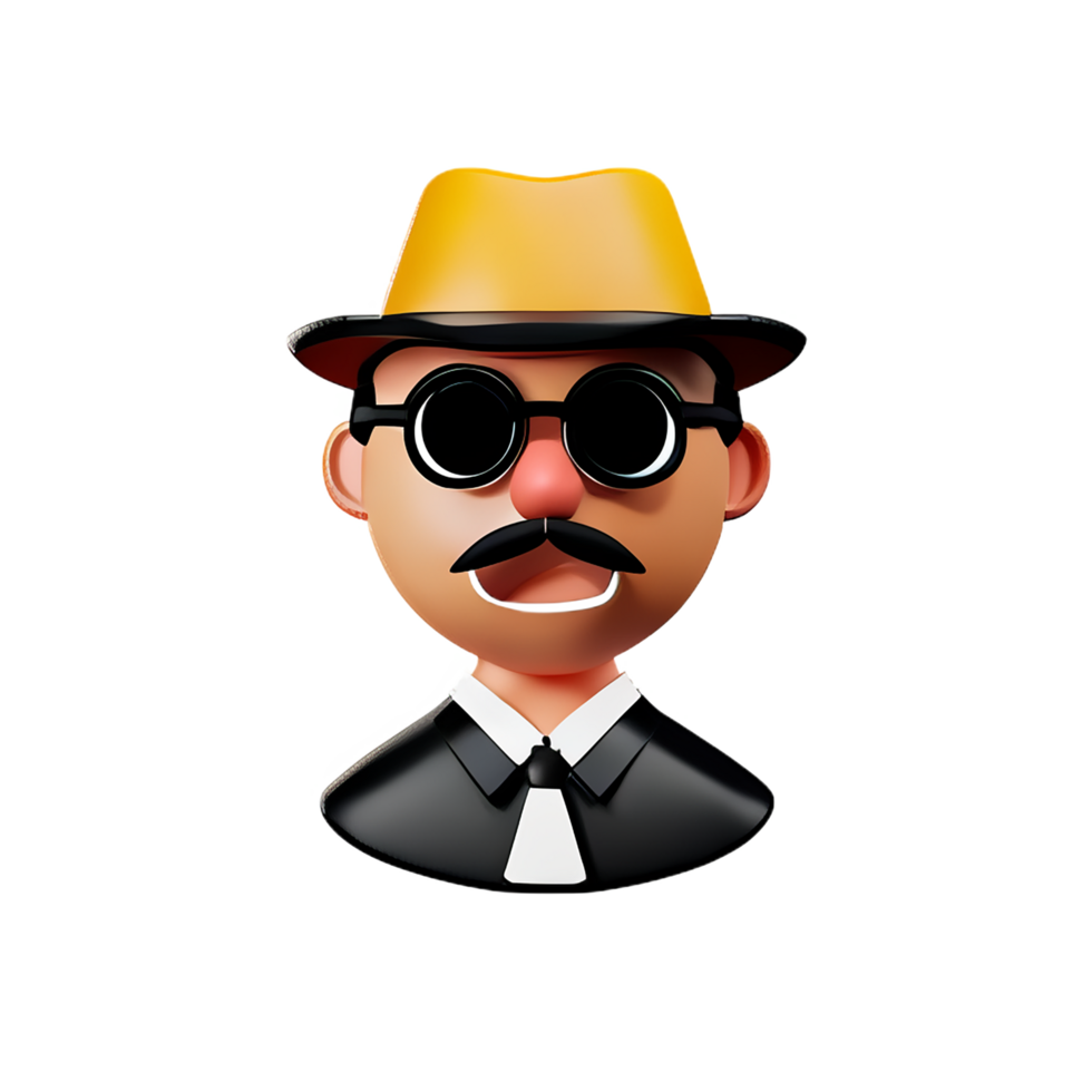 detective face 3d rendering icon illustration png
