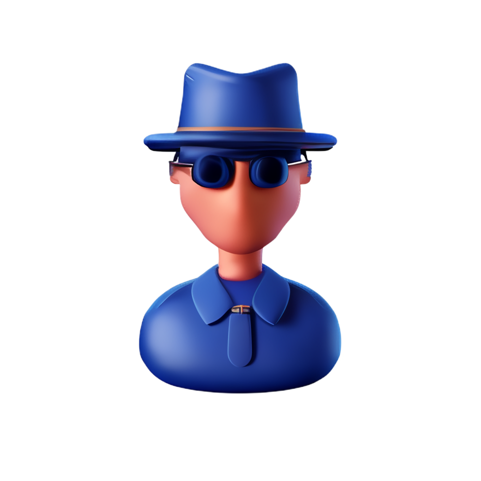 detective face 3d rendering icon illustration png