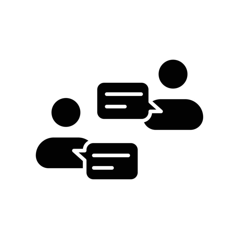 People talking icon. Social forum communication on social media. Two people debate and speaking on phone. Solid or glyph pictogram style. Vector illustration. Design on white background. EPS 10