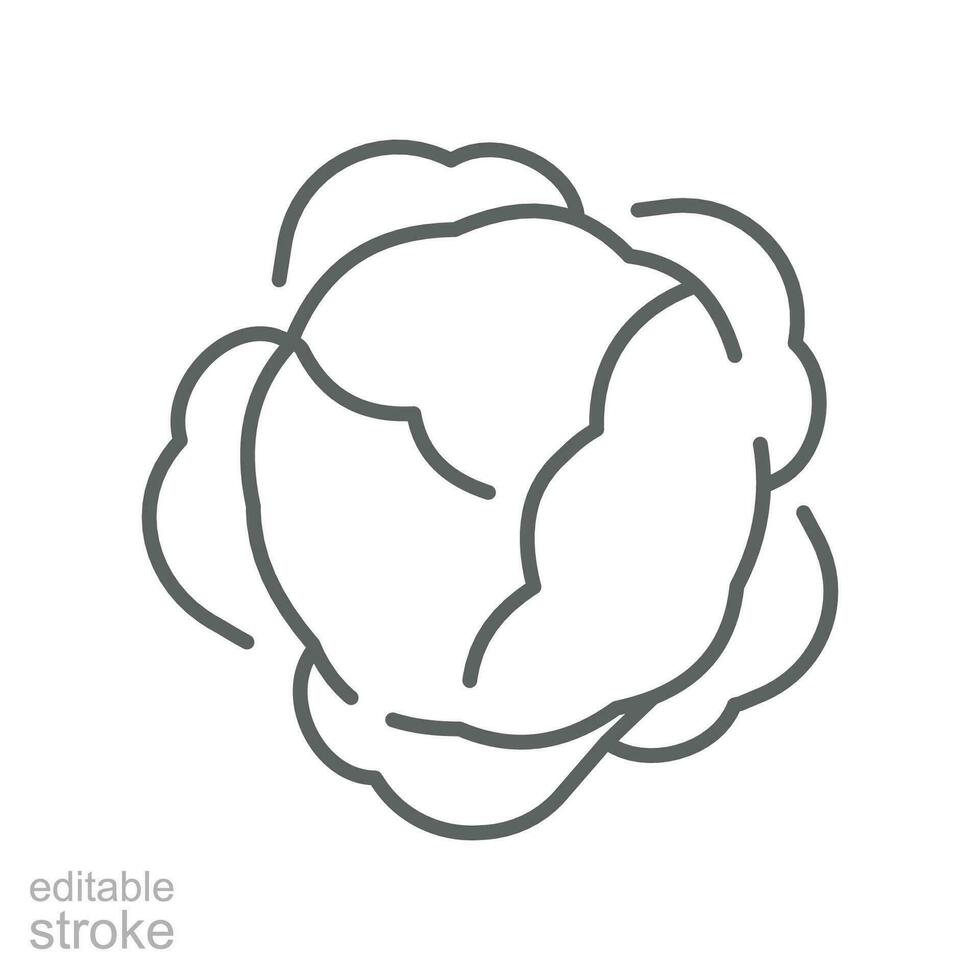 Lettuce vegetable icon. salad sign , green vegetable leaves and organic. outline or line pictogram style. Editable stroke. vector illustration. Design on white background. EPS 10