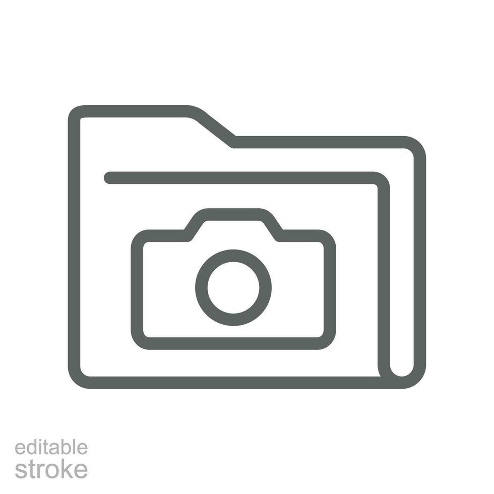 Documents file photo picture line icon. Folder picture for website or mobile app. Camera album gallery. snapshot directory. Editable stroke. Vector illustration. Design on white background. EPS 10