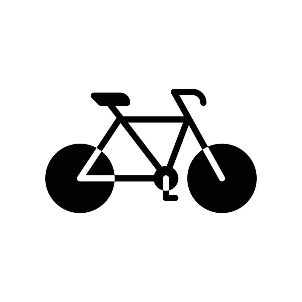 Bicycle, sport bike icon. Mountain Biking, pedal race exercise. Cyclist, sport logo template for many purpose. Glyph pictogram, solid style. Vector illustration. Design on white background. EPS 10