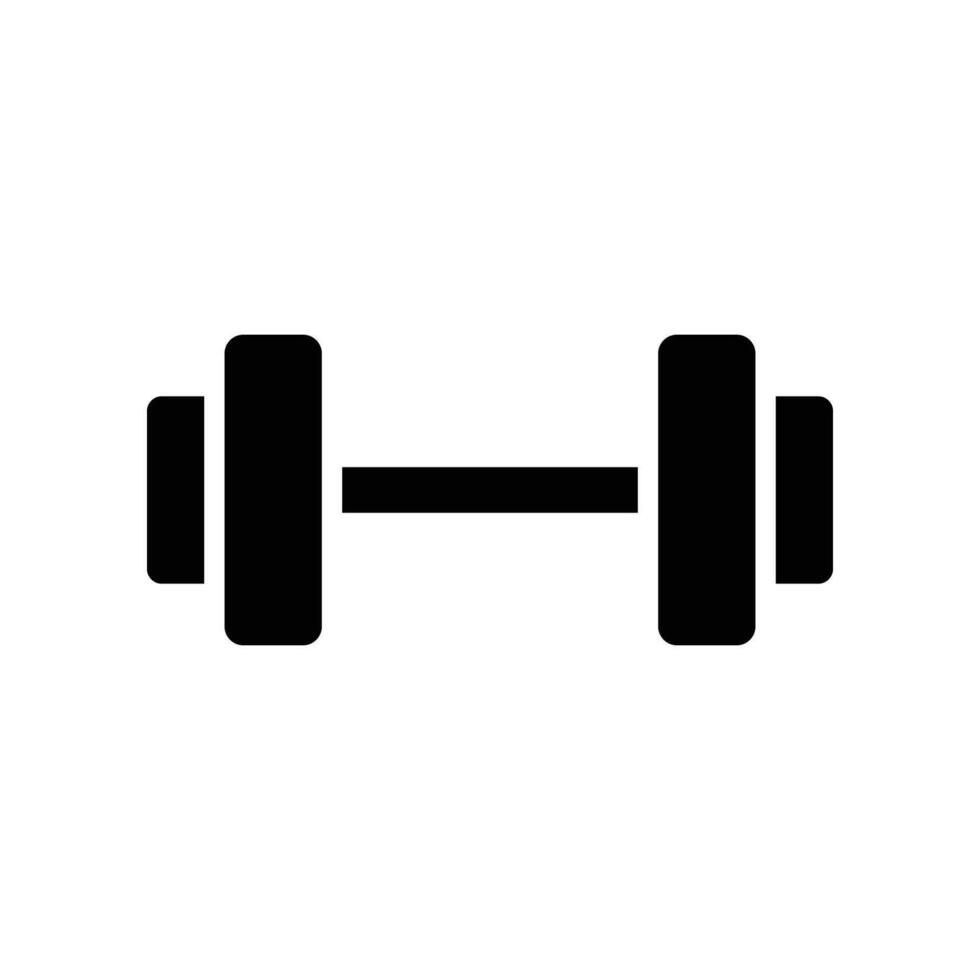 Gym sport, dumbbell icon. Short bar with a weight at each end for exercise or muscle building. Heavy barbell, weight lifting. Glyph or solid vector illustration. Design on white background EPS 10