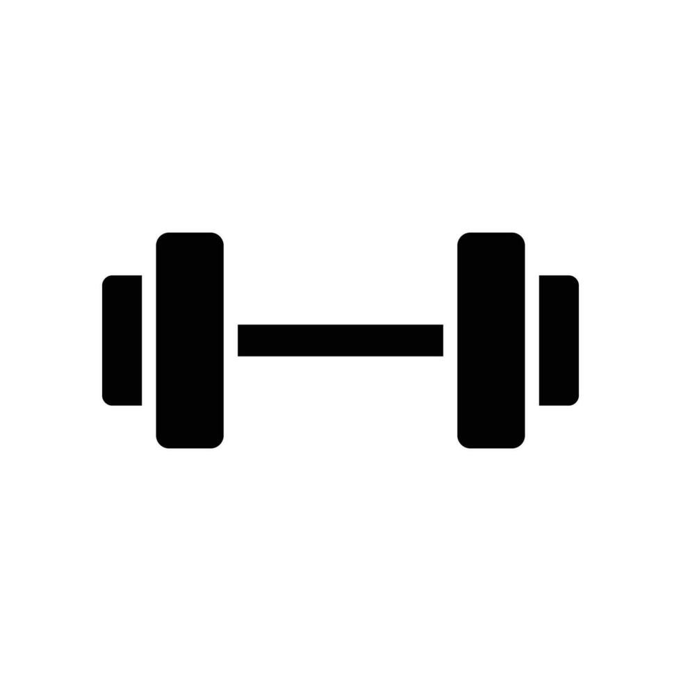 Gym sport, dumbbell icon. Short bar with a weight at each end for exercise or muscle building. Heavy barbell, weight lifting. Glyph or solid vector illustration. Design on white background EPS 10