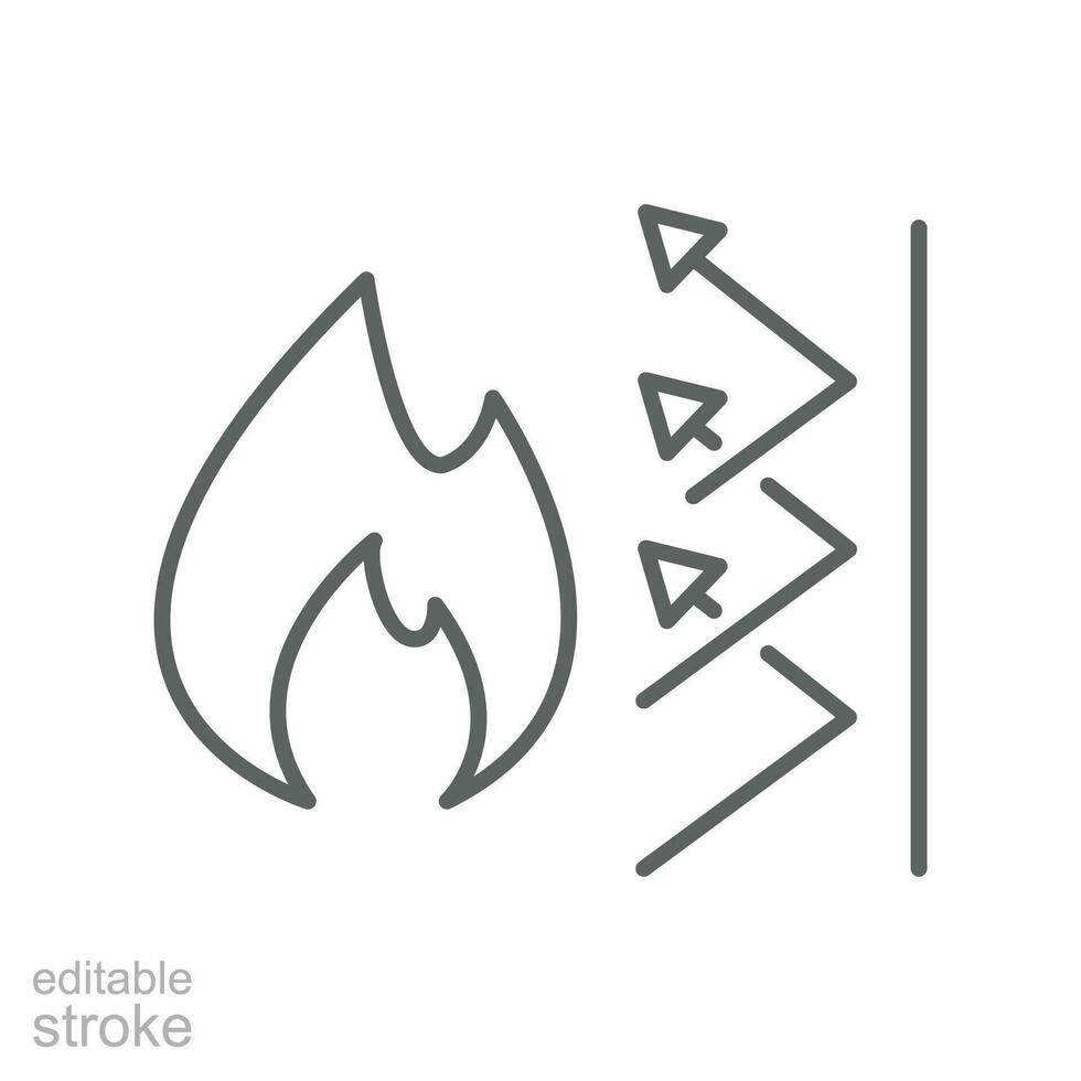 fireproof icon. Fireproofing support. Fire insulation, fire security system. Thermal reflective of flame burn. Editable stroke vector illustration. Design on white background. EPS 10