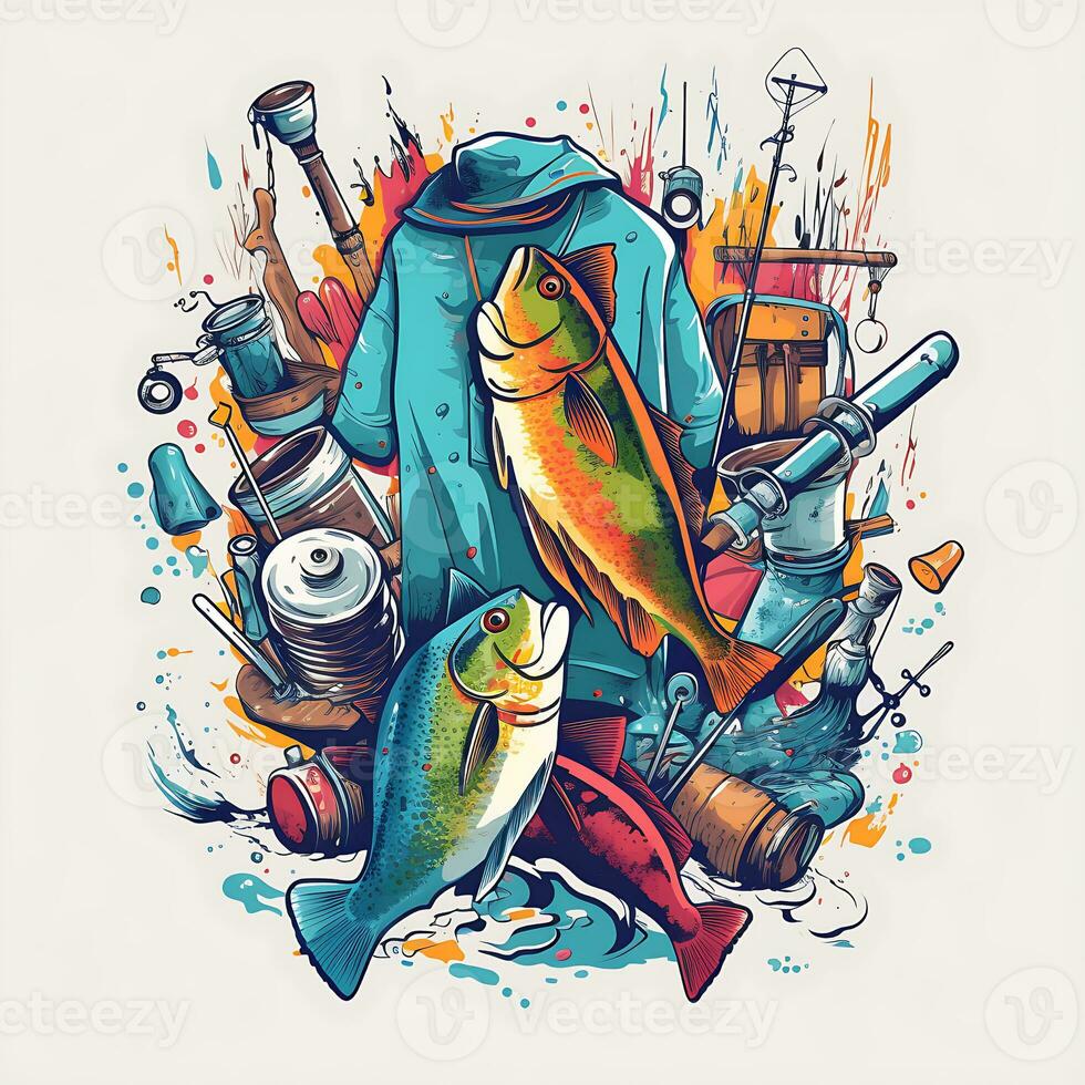Colorful Fishing Illustration Background photo