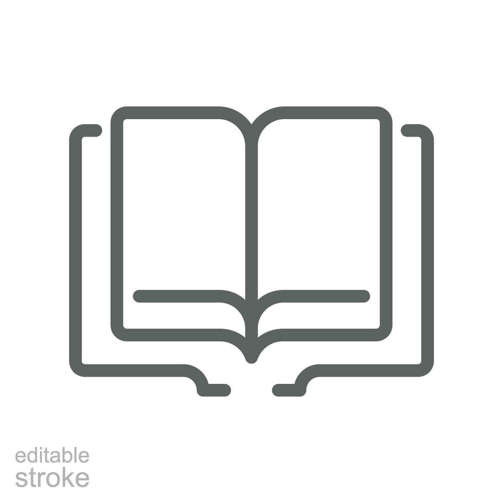 Open book line icon. Read magazine, booklet, encyclopedia. Documents reader logo for web and mobile app. Library or book store. Editable stroke Vector illustration. design on white background. EPS 10