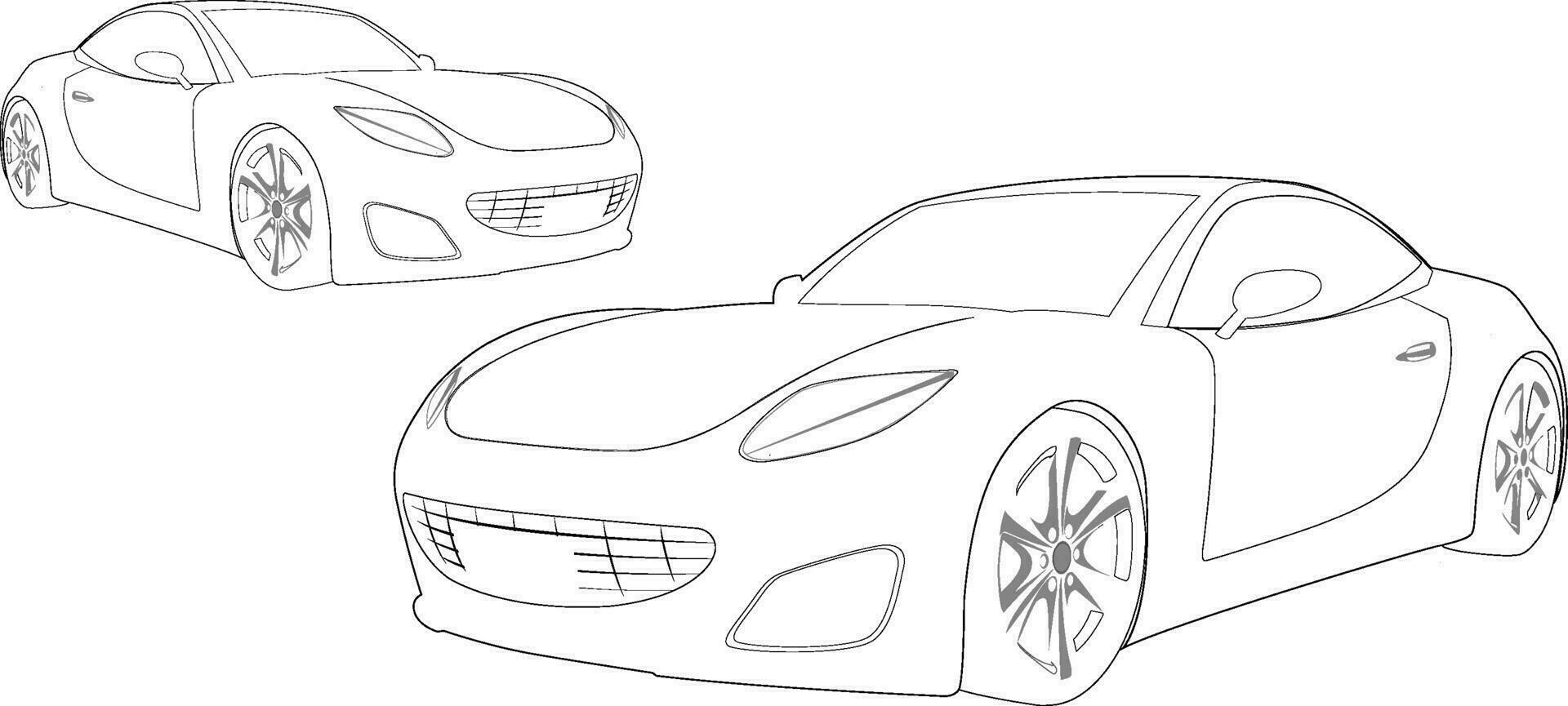 deporte carros bosquejo terminado blanco fondo, vector ilustración. moderno coches deportivos recopilación, lápiz me gusta dibujo