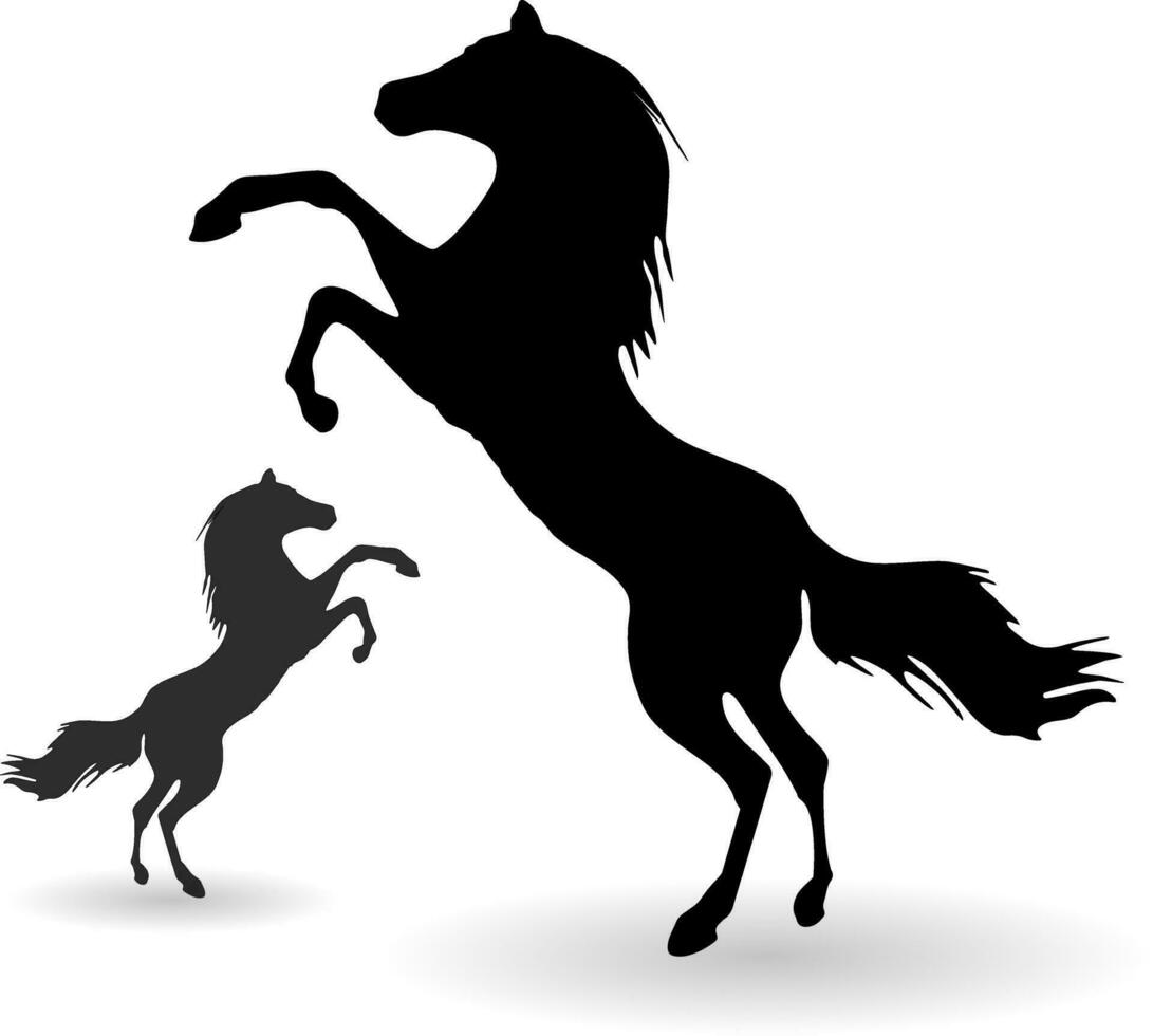 Black horses outline vector illustration