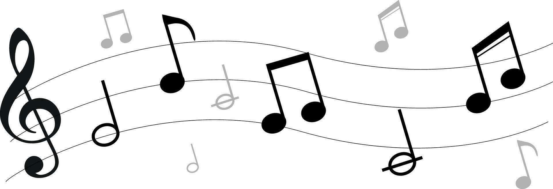 Music notes icons isolated over white background. Music stave. Musical vector icons for websites, musical apps and decoration purposes