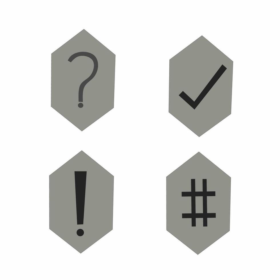 illustration of exclamation mark, question mark, check mark, hashtag vector