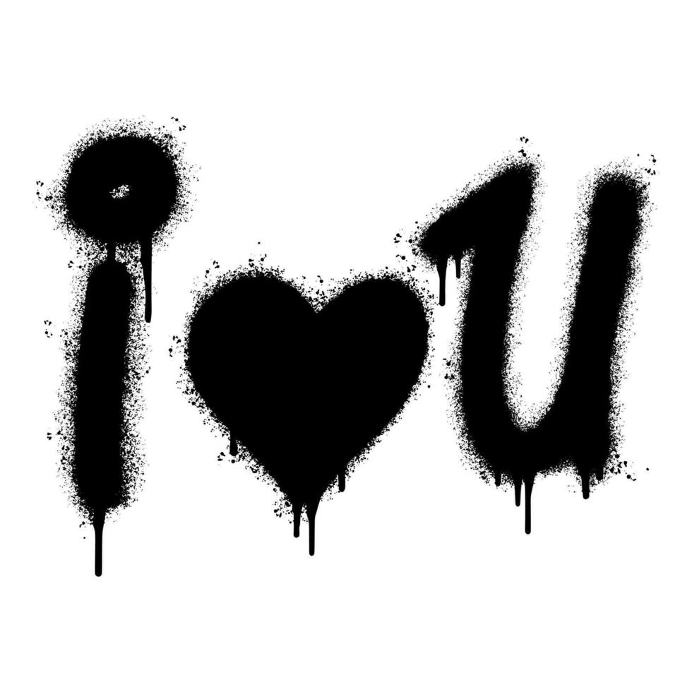 Spray Painted Graffiti i love u Word Sprayed isolated with a white background. vector