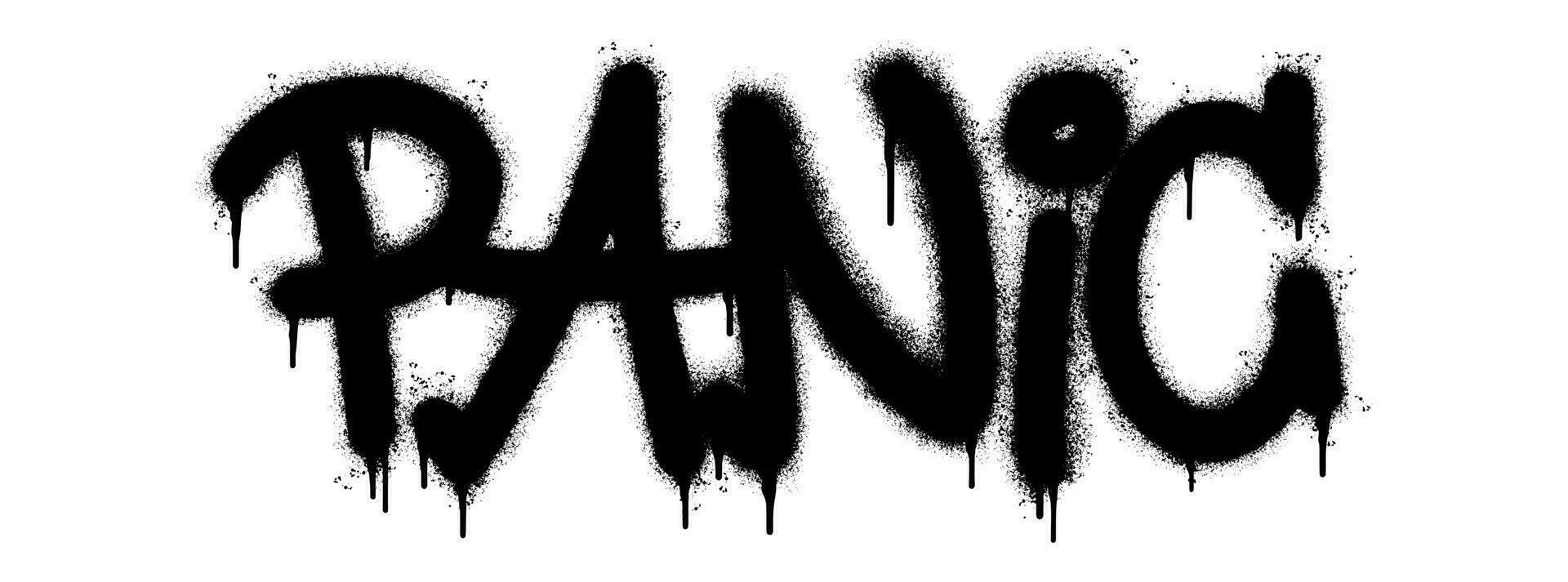 Spray Painted Graffiti panic Word Sprayed isolated with a white background. graffiti font panic with over spray in black over white. vector