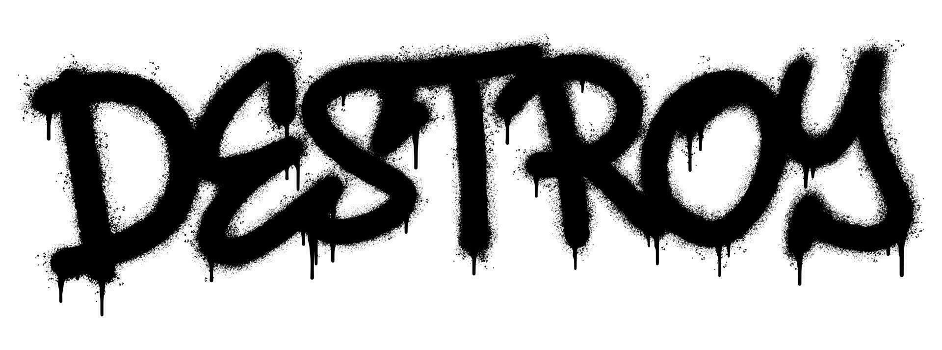 Spray Painted Graffiti Destroy Word Sprayed isolated with a white background. graffiti font Destroy with over spray in black over white. vector