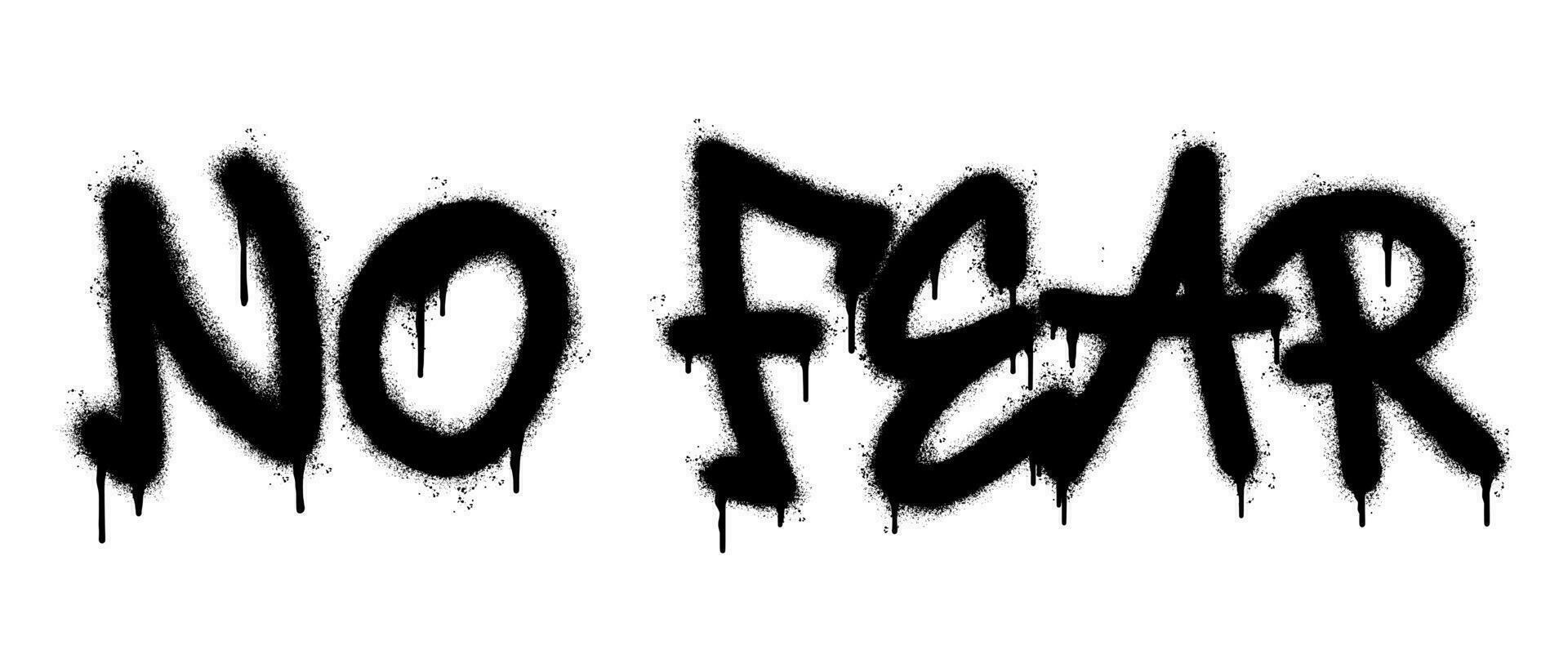 Spray Painted Graffiti no fear Word Sprayed isolated with a white background. graffiti font no fear with over spray in black over white. vector