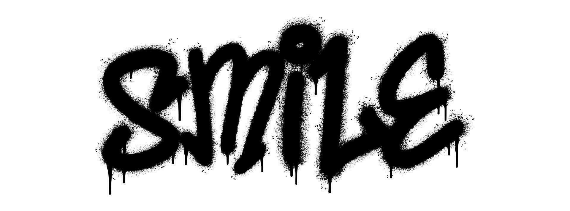 Spray Painted Graffiti smile Word Sprayed isolated with a white background. graffiti font smile with over spray in black over white. vector