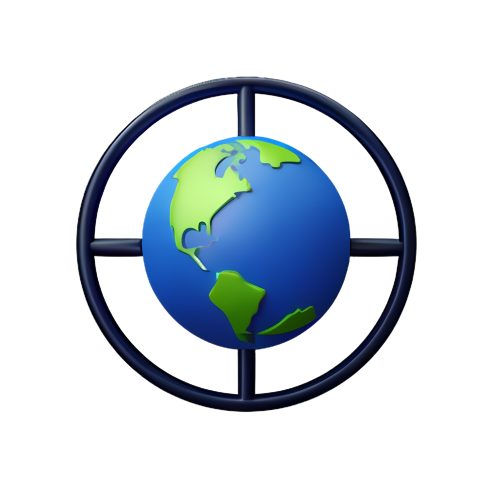 world globe 3d rendering icon illustration png