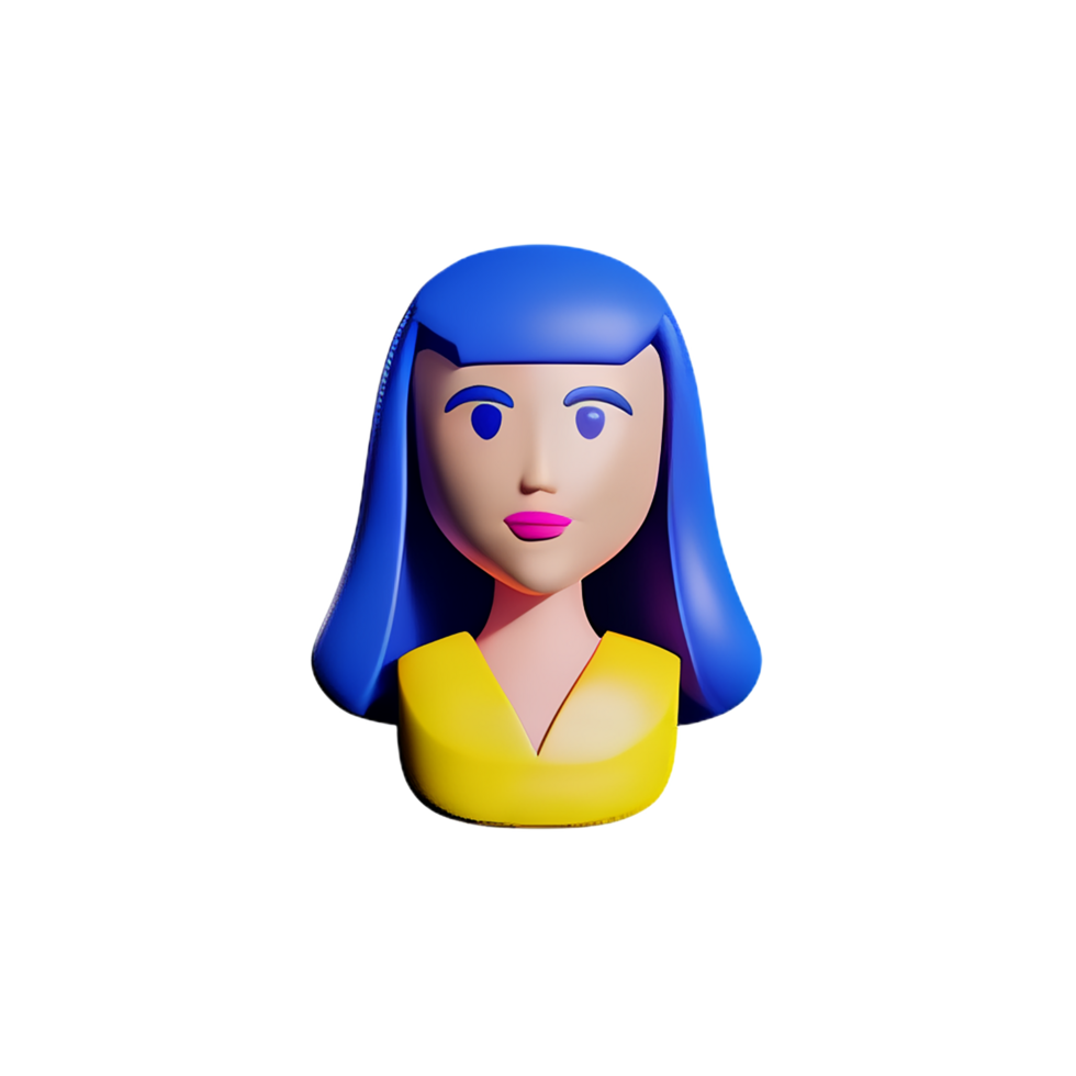 lady face 3d rendering icon illustration png