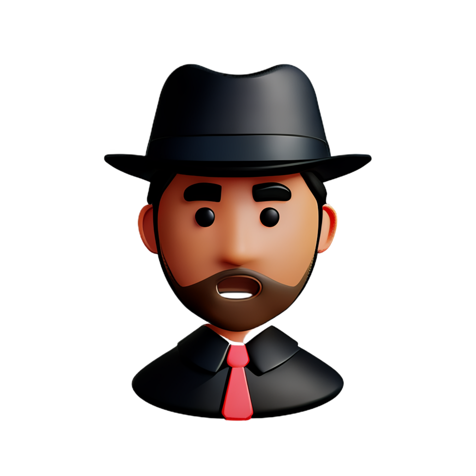 detective face 3d rendering icon illustration png