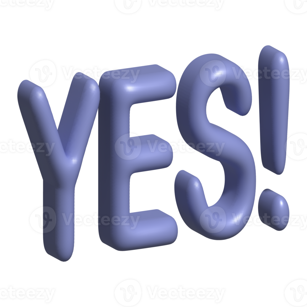 3d word yes on white background png