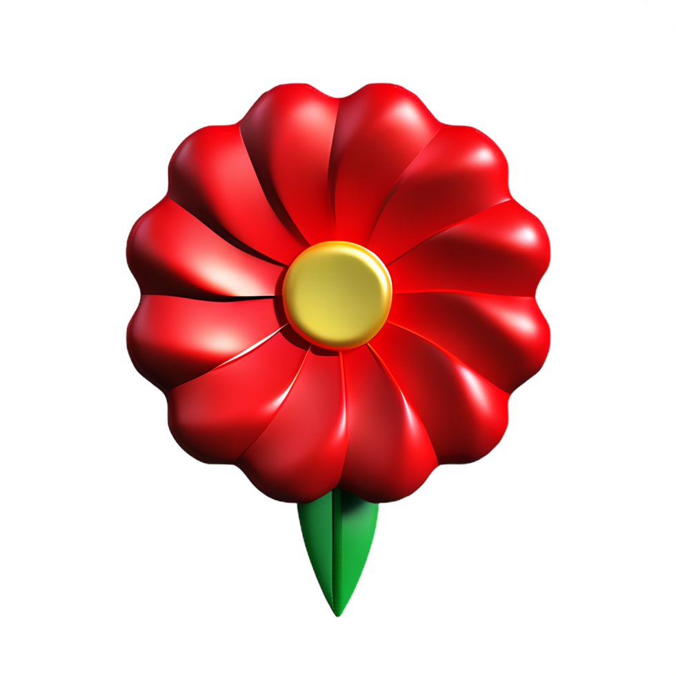 red flower 3d rendering icon illustration png