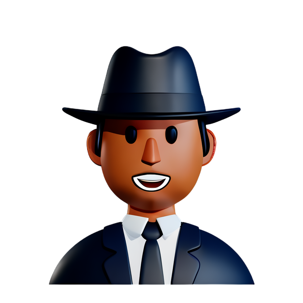 detective face 3d rendering icon illustration png
