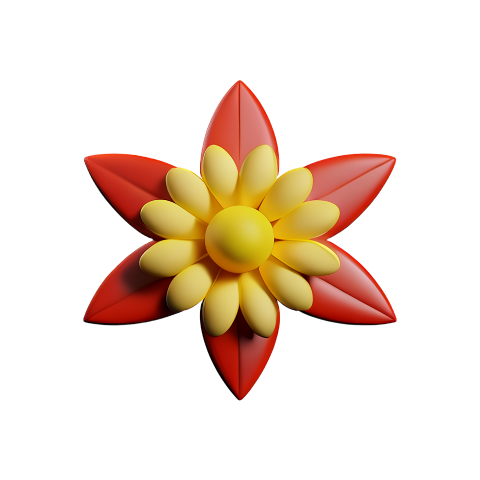 red flower 3d rendering icon illustration png