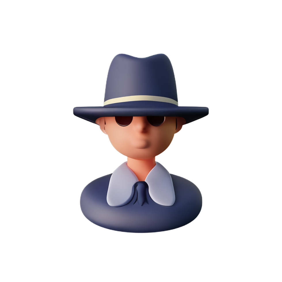 detective face 3d rendering icon illustration png