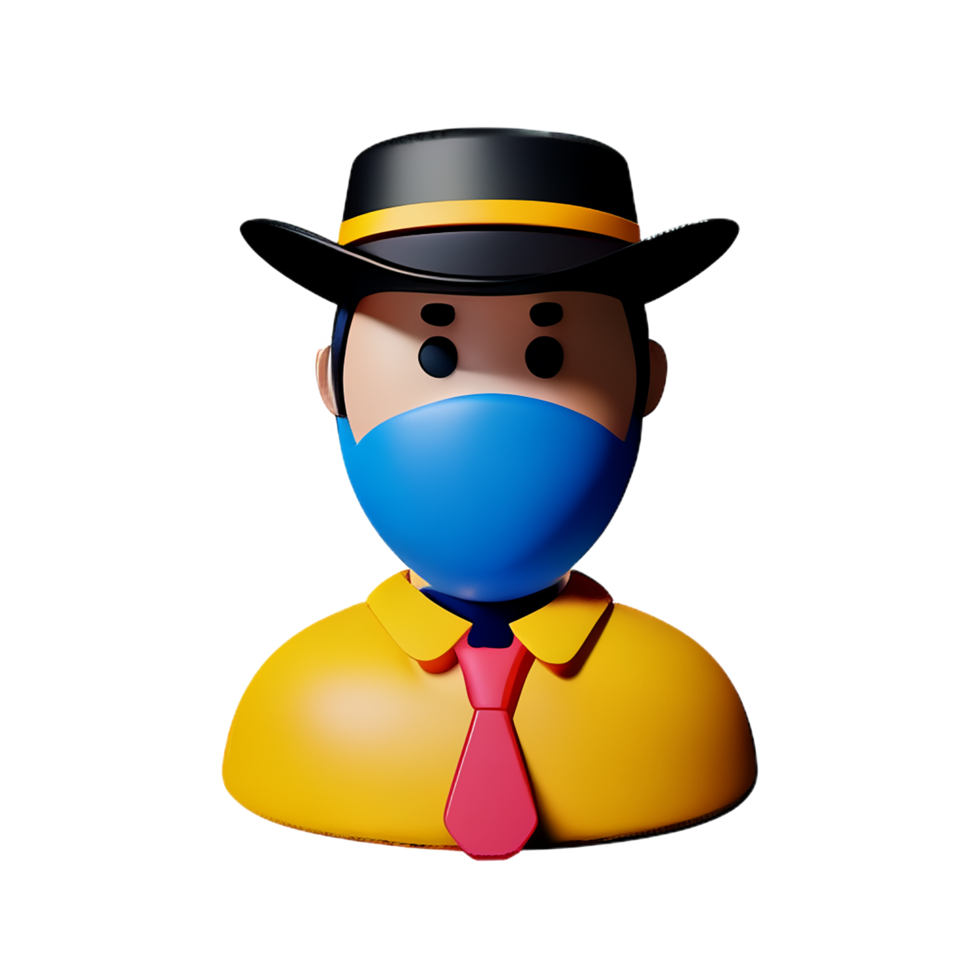 detective face 3d rendering icon illustration png