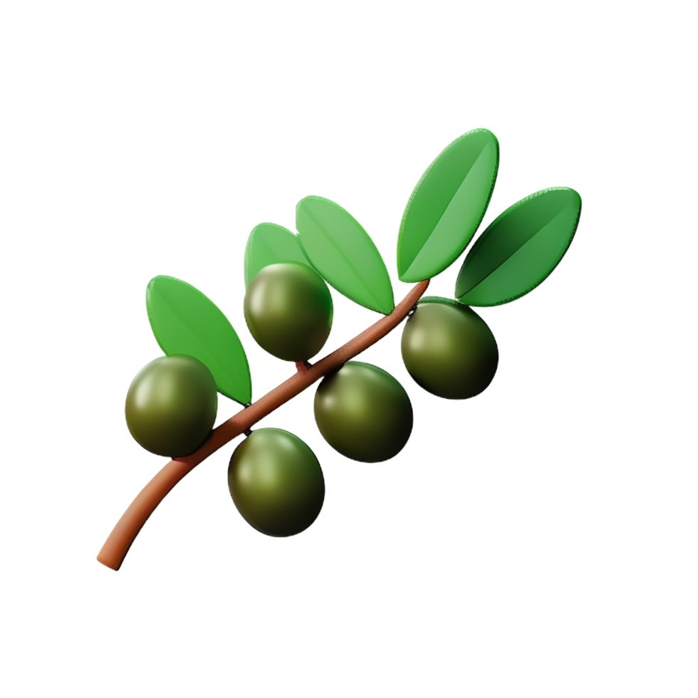 olive branch 3d rendering icon illustration png