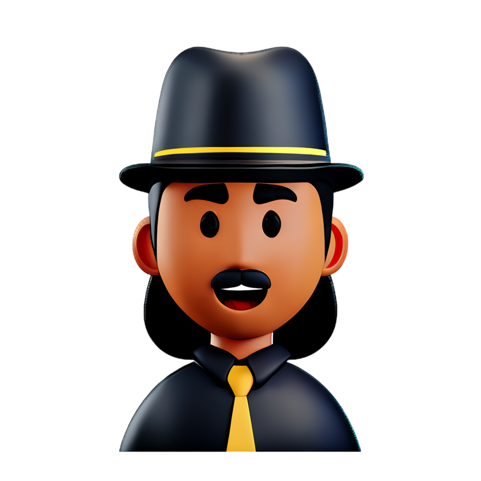 detective face 3d rendering icon illustration png