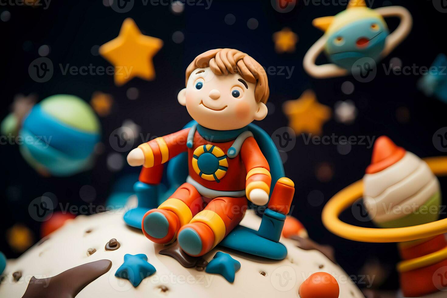 Astronaut in space. Astronaut Is Made Out Of Play Clay.  Astronomical galaxy space photo