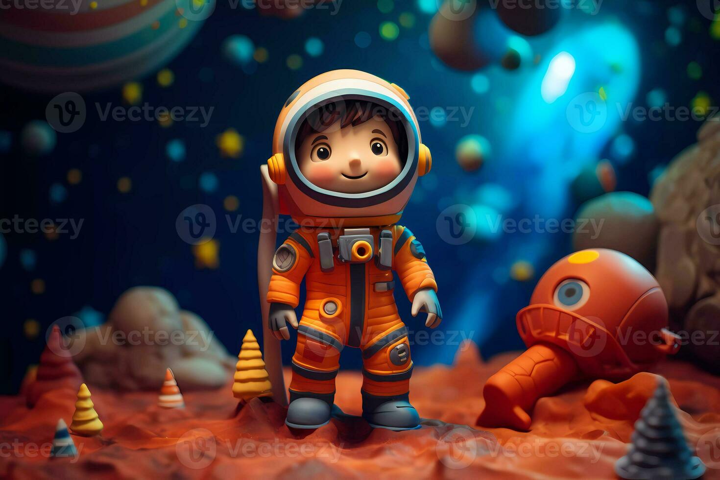Astronaut in space. Astronaut Is Made Out Of Play Clay.  Astronomical galaxy space photo