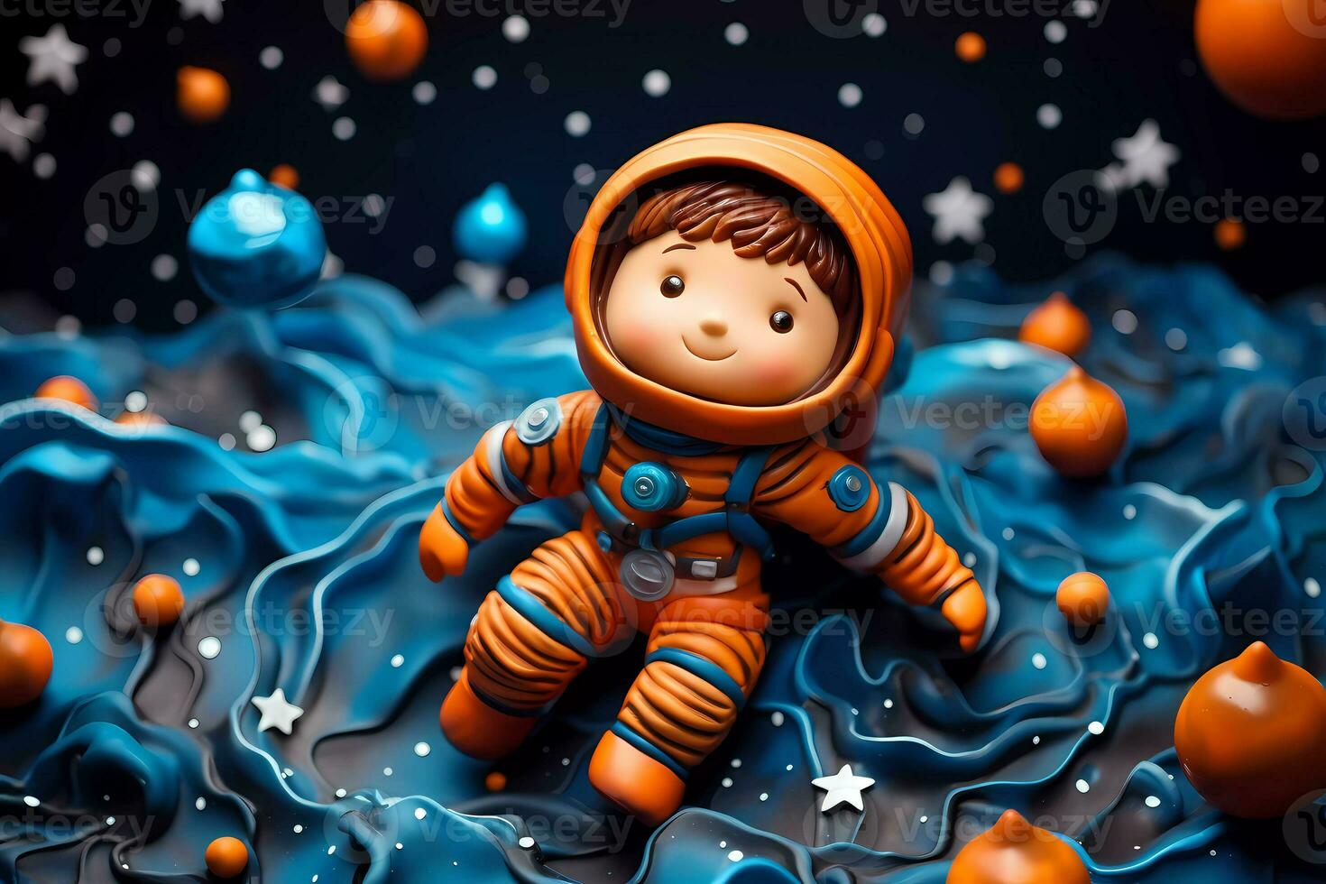 Astronaut in space. Astronaut Is Made Out Of Play Clay.  Astronomical galaxy space photo