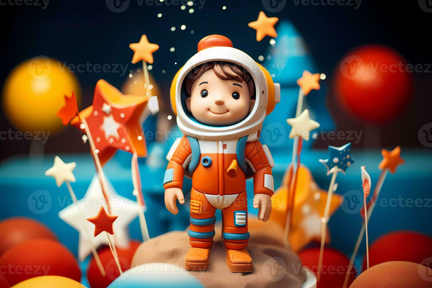 Astronaut in space. Astronaut Is Made Out Of Play Clay.  Astronomical galaxy space photo
