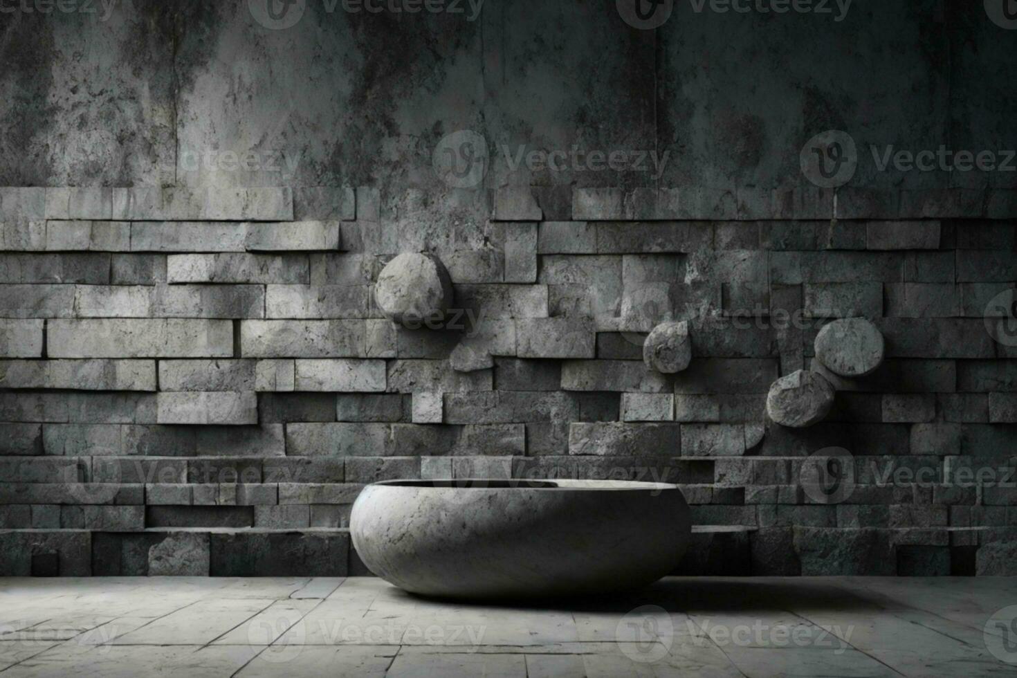 Old wall texture cement dark black gray background abstract grey color design are light with white gradient background.. AI generated photo